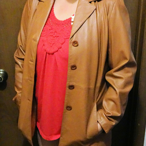 Chadwick's Brown Leather Coat Small - Picture 5 of 6